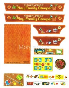 Fisher-Price-Little-People-CAMPER-994-REPLACEMENT-STICKERS-LITHOS-PEEL-amp-STICK