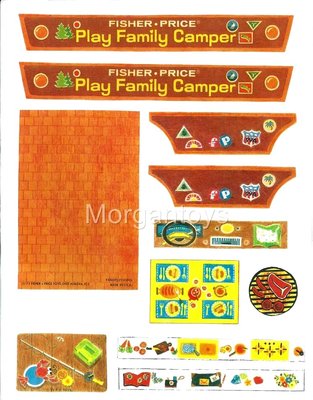 Fisher-Price Little People CAMPER #994 REPLACEMENT STICKERS LITHOS: PEEL & STICK