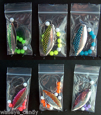 #5 Willowleaf   Lake Erie Walleye Candy Worm Harnesses (6) harnesses BLK Scale