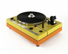 Restored Thorens TD 320 turntable yellow orange with base plate