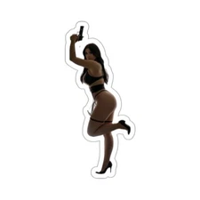 Sexy Girls With Guns Stickers Dangerous Hot Vixen Heels Lace Design Artwork