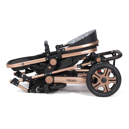 Baby Pram Stroller Mamakiddies Trendy Gold Black Light Weight Bassinet - Picture 21 of 23