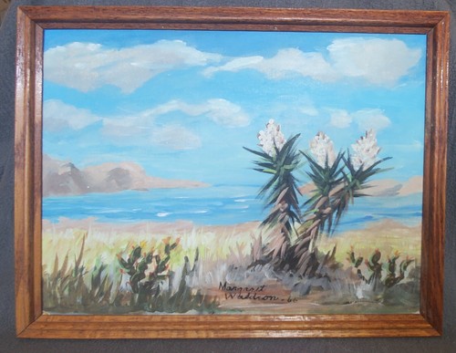 60s Hawaii Painting "Hawaii Beach" by Margaret Waldron (1910-1992) Listed Artist - Picture 9 of 12