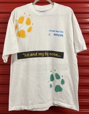 RARE Vtg 90s Philips Promo T Shirt Mens XL Single Stitch Dog Paws AOP Computer