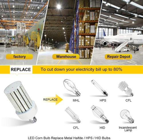 UL DLC 80W~120W LED Cob Corn Bulb Replace 250W~400W HPS Parking Lot Light 6000K - Picture 12 of 27
