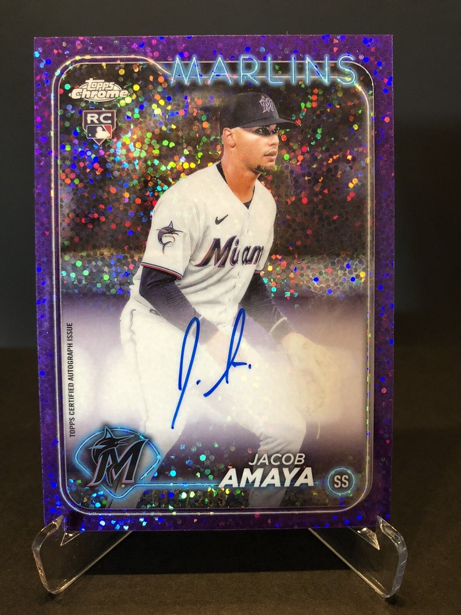 2024 Topps Chrome Jacob Amaya RC/Auto - Miami Marlins Purple
