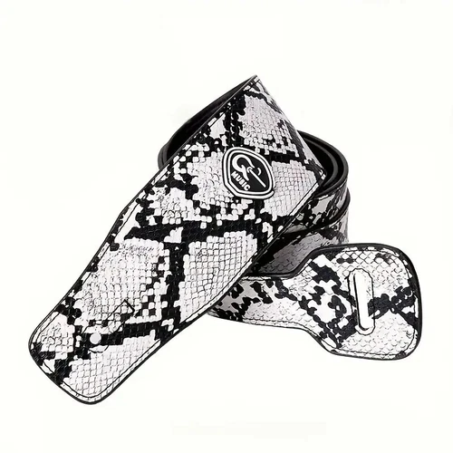 Black and White Strap - Faux Leather /Snake Skin - Electric/Acoustic/Bass Guitar