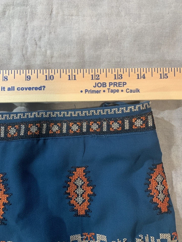 Ya Los Angeles Women Geometric Design Blue & Coral Casual Skirt Sz Small - Image 2 of 4
