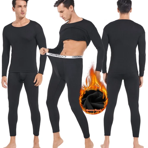 Mens Thermal Long Johns Top Bottom Underwear Trouser TShirt Set Full Sleeve Set - Picture 12 of 34