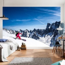 Mountain Ski Snow Sky Extreme Sports Photo Wallpaper Wall Mural Home Bedroom