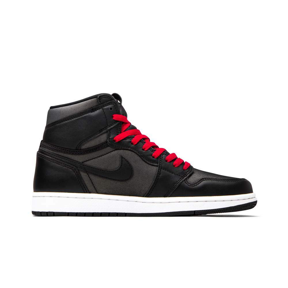 Nike Air Jordan 1 Retro High Black Satin Gym Red High Top Nike Air Jordan 1 Retro High Black Satin Gym Red High Top