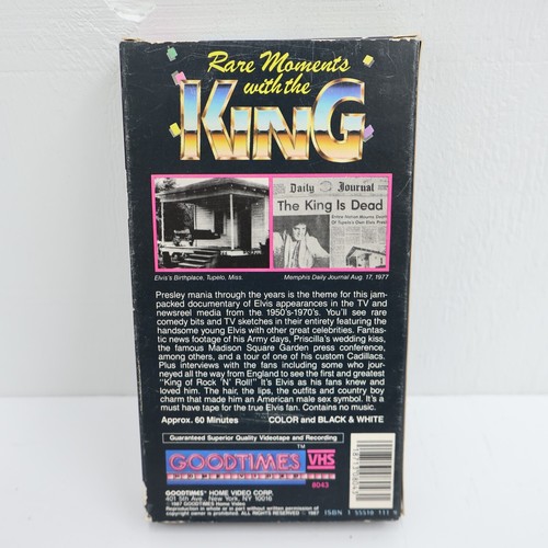 Rare Moments with the King Elvis Presley (VHS, 1987) Goodtimes Home Video - Imagen 2 de 3
