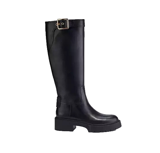 COACH Womens LILLI Leather Riding Boot Knee High Block Heel Side