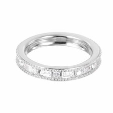 Sterling Silver Ladies Bridal Channel Set Cubic Zirconia Stones Ring