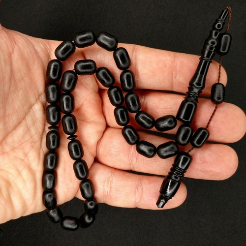 Black German Fiber Prayer Beads Capsule Siyah Alman Tesbih Tasbih Misbaha 775 - Picture 3 of 12