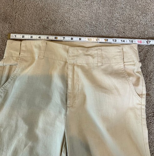 Women's Unbranded Beige Pants Wide Leg Linen Blend Sz Med Preppy Light Academia - Picture 5 of 14