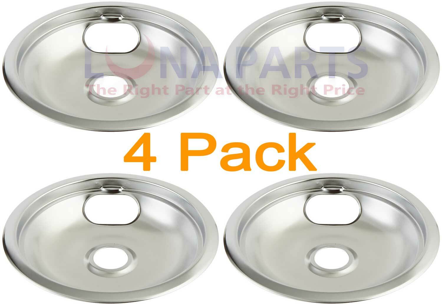 4 Pack Maytag Crosley Kenmore Stove 8" Chrome Drip Pan W10196405