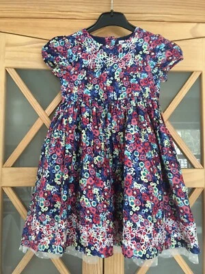 M & S Autograph Mädchen Sommer Kleid Mille Fleur blau bunt Gr 104 3-4 Petticoat - Bild 1 von 4