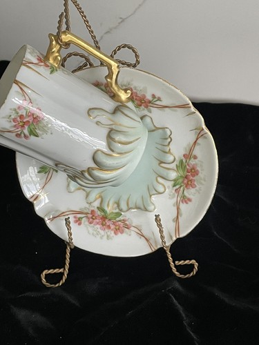 Antico set tazze e piattini Demitasse in porcellana decorata firmato KDM 1897 - Foto 8 di 8