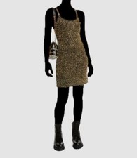 $695 Alice + Olivia Women's Black Embellished Giselle Mini Dress Size 2
