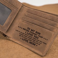 Engraved Wallet For Son, Man Wallet, Leather Wallet For Son, Gift For Son W17