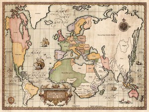 Map of the World Old Look Distorted Mercator Projection Fun 11x15 Print