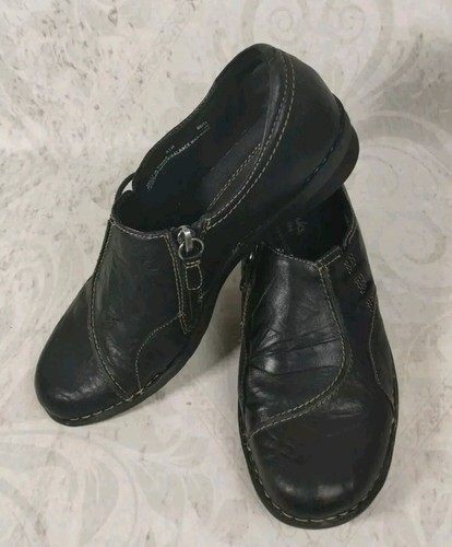 Clarks Bendables Size 8.5M Black Leather  Slip-On Walking Loafers 38517 - Picture 2 of 11