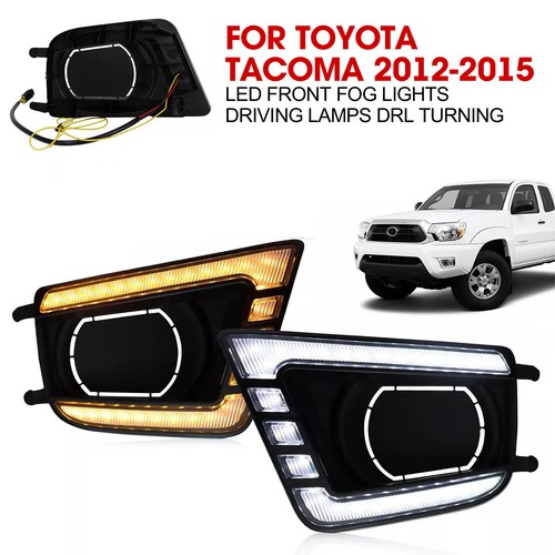 LED Fog Light Bezel Assemblies for 2012-2015 Toyota Tacoma DRL Amber Turn Signal - Picture 14 of 19