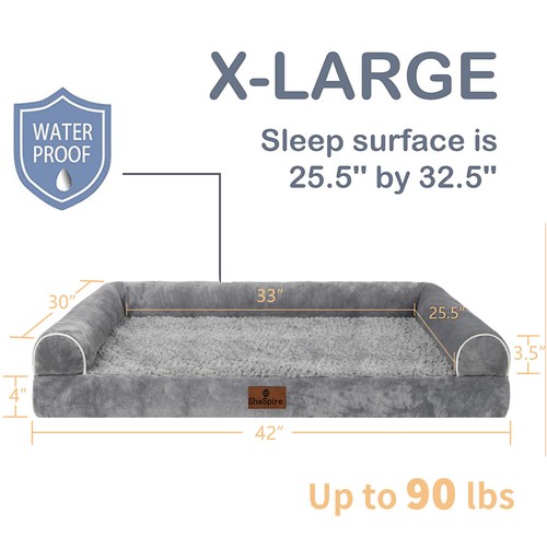 Orthopedic Foam Dog Beds Pet Mat Washable Removable Cover with C-Sides Bolster - Picture 32 of 64