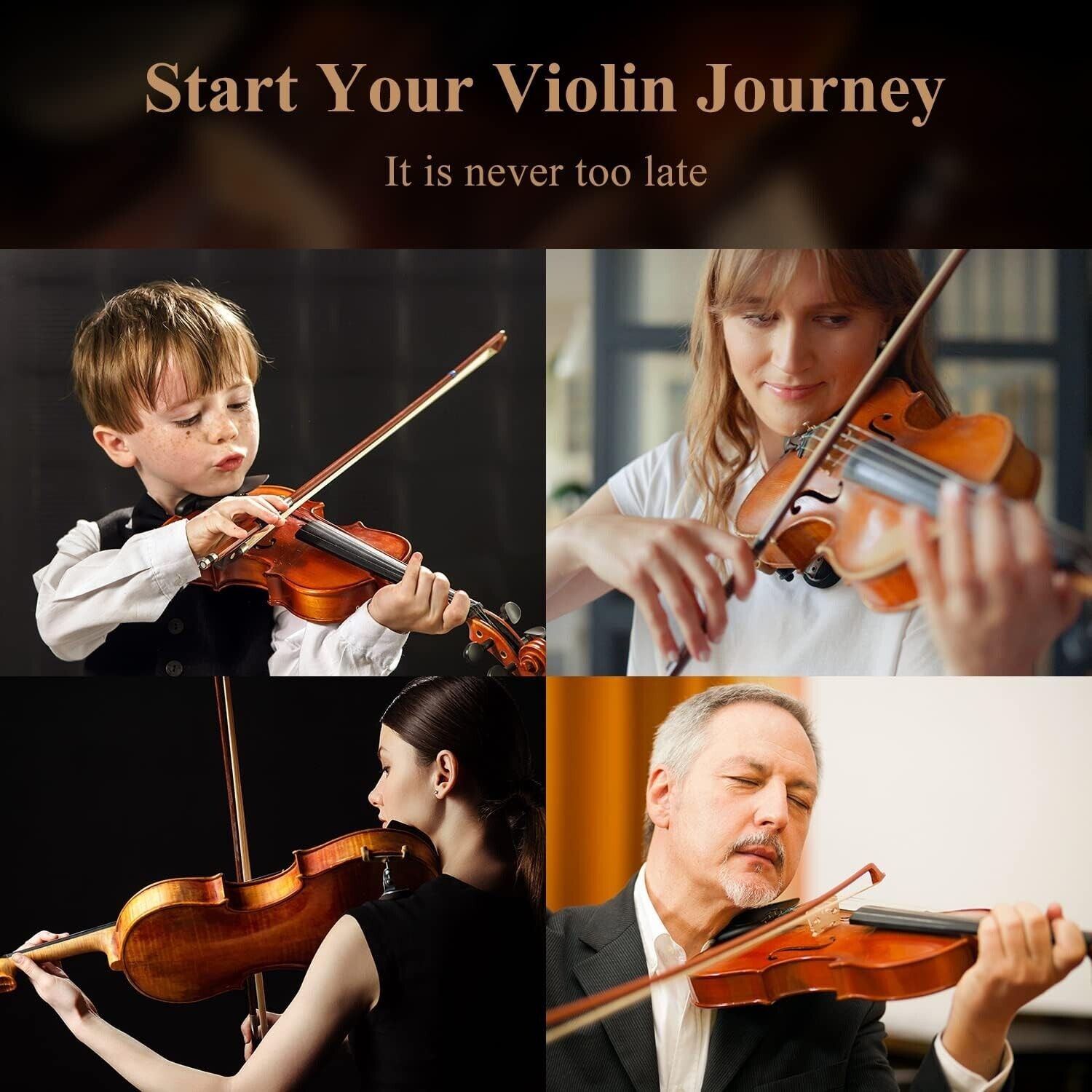 Eastar 44 Geige Violine Set für Erwachsene Kinder Anfänger Inlay Saiten Matt