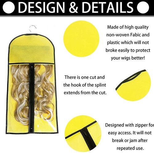10pcs Portable Wig Storage Bag with Hanger Hair Extensions Holder Case Organizer - Picture 11 of 14