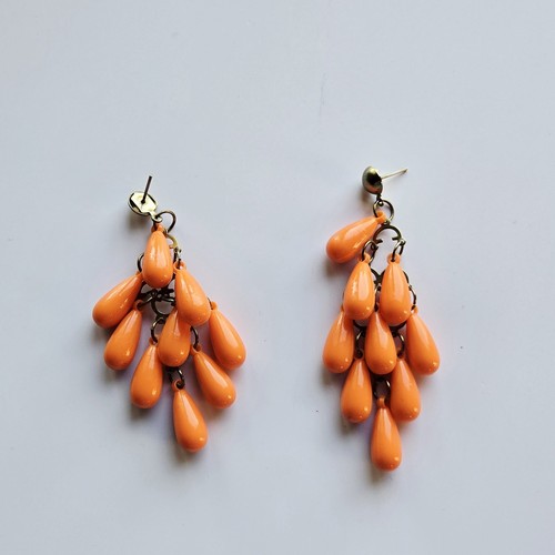 Vintage MCM Ohrringe orange Cluster Kunststoff baumelt Mod 60er