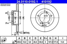 2x Bremsscheibe ATE 24.0110-0192.1 für SAMURAI SJ410 CARRY SUPER SUZUKI OS SJ413