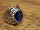 Vtg US United States Air Force Sterling Silver Ring Blue Stone Size 6.5  1960s