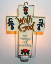 White Cross With God All Things Possible Night Light Decor Free Ship LAST ONE