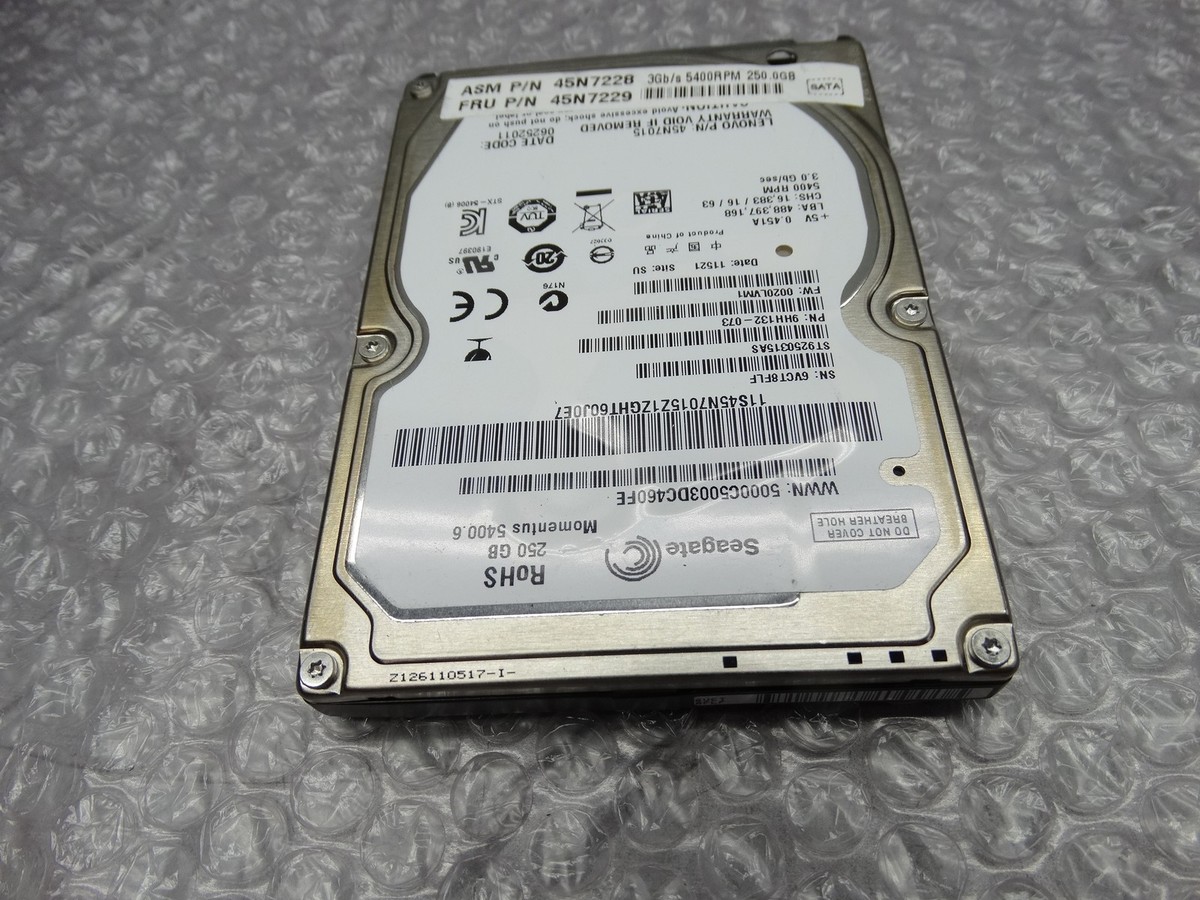 PCパーツ Seagate ST9250315AS Momentus 5400.6 250 GB 2.5 inch Hard Drive - SATA - 5400 rpm - 8 MB Buffer - Hot Swappable - Plug-in Module by Seag Seagate Momentus 250GB 2.5 SATA HDD Laptop Hard Drive