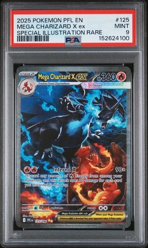 2025 POKEMON PFL SPECIAL ILLUSTRATION RARE #125 MEGA CHARIZARD X EX PSA 9
