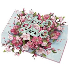 Pop Up Cards, Love You, 3D Greeting Cards, Ideal Gifts for Floral Cherry