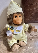 Vintage Hosung Joey Baby Chimp Monkey Plush Yellow Outfit Pacifier Original Tag