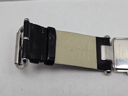 Orologio Donna Vintage Marc Jacobs Nero Quarzo Polsino Pelle Argento Batteria Nuova - Foto 9 di 11