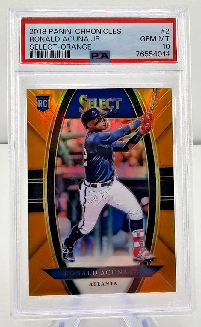 2018 Panini Chronicles Ronald Acuna Jr Select Orange /199 RC #2 PSA 10