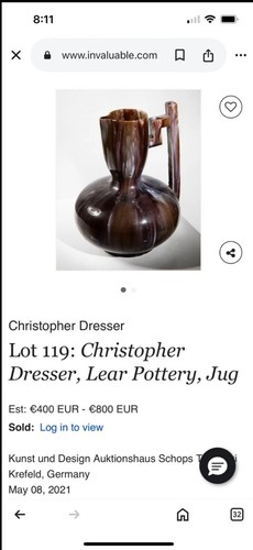 Keramik Laufglasur Krug Christopher Dresser - Bild 20 von 21