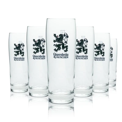 6x Löwenbräu Bier Glas 0,5l Becher Neues Logo! Gläser Willi Cup Beer Helles Bar