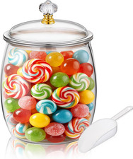 Mwellewm 128 OZ Candy Jar with Lids Large Plastic Cookie Jar with Spoons Clear A