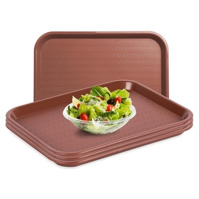 OCS Parts 4-Count Lunch and Dinner Food Trays | Burgandy | 10'' x 14'' Plastic Foo