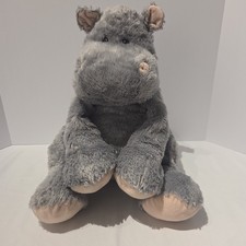 Animal Alley Gray HIPPO Plush 17  Peach Colored Feet Ears Toys R Us 2017