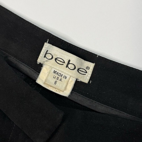 Pantalones de vestir Bebe vintage de pierna ancha para mujer talla 6 negros pantalones Y2K hechos en EE. UU. - Imagen 5 de 8
