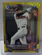 Dean Curley FY RC 2025 Bowman Chrome Draft Mega Mojo Yellow Refractor /75