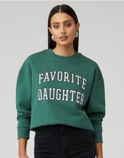 FAVORITE DAUGHTER GREEN COLLEGIATE CREWNECK LOGO SWEATSHIRT SZ M
