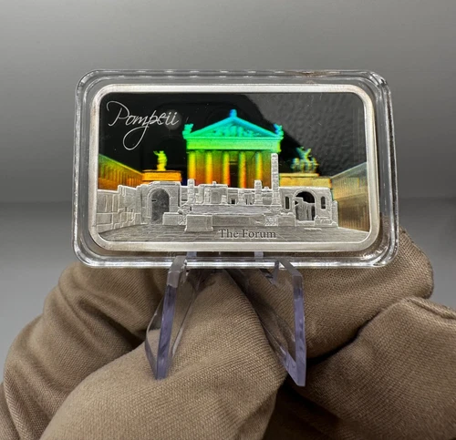 The Forum POMPEII 1oz Hologram Silver Bar .999 Proof Finish (1000 Mintage)